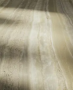 Bakgrundskakel, Textur onyx, Färg beige, Glaserad granitkeramik, 120x260 cm, Yta halksäker