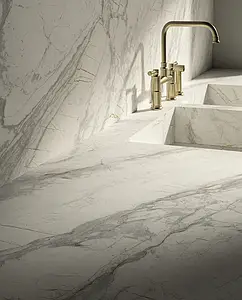 Carrelage, Effet autres types de marbre, Teinte grise,blanche, Grès cérame émaillé, 120x260 cm, Surface antidérapante