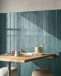 Background tile, Effect concrete, Color green,navy blue, Glazed porcelain stoneware, 7.5x40 cm, Finish glossy