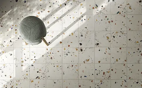 Bakgrundskakel, Textur cementmosaik, Färg vit,flerfärgade, Glaserad granitkeramik, 20x20 cm, Yta matt
