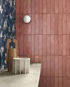 Background tile, Effect concrete, Color pink, Glazed porcelain stoneware, 7.5x40 cm, Finish glossy