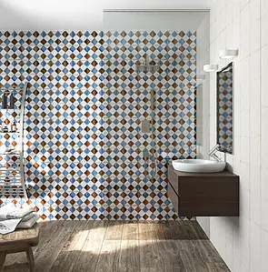 Background tile, Effect faux encaustic tiles, Color white, Style handmade, Glazed porcelain stoneware, 20x20 cm, Finish matte