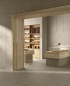 Background tile, Effect brick, Color beige, Glazed porcelain stoneware, 4.8x45 cm, Finish antislip