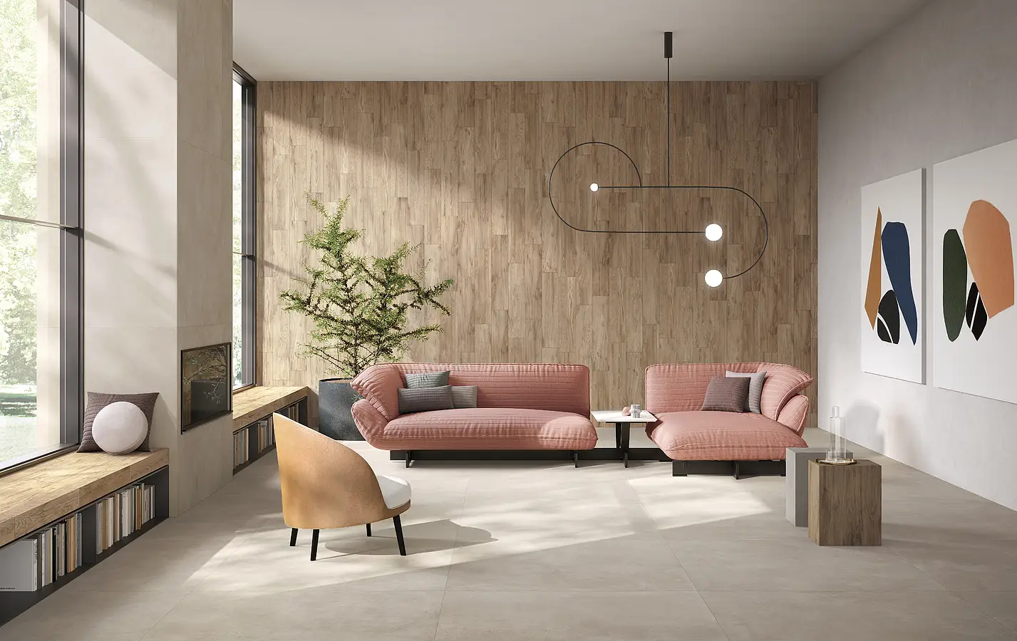 Background tile, Effect concrete, Color beige, Unglazed porcelain stoneware, 80x80 cm, Finish antislip