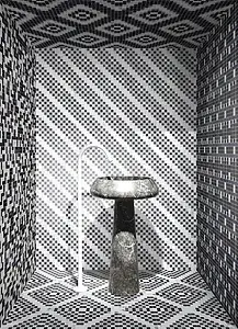 Mosaik, Optik stein, Farbe schwarz&weiß, Unglasiertes Feinsteinzeug, 30x30 cm, Oberfläche rutschfeste