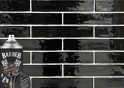 Background tile, Color black, Ceramics, 5x25 cm, Finish glossy
