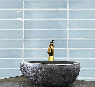 Background tile, Color sky blue, Ceramics, 5x25 cm, Finish glossy