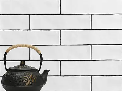 Background tile, Color white, Ceramics, 7.5x30 cm, Finish matte