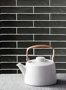 Background tile, Color black, Ceramics, 5x25 cm, Finish matte
