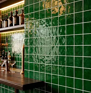 Background tile, Color green, Ceramics, 10x10 cm, Finish glossy