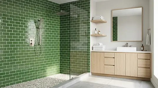 Background tile, Color green, Ceramics, 7.5x15 cm, Finish glossy
