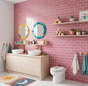 Background tile, Color pink, Ceramics, 7.5x15 cm, Finish glossy