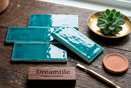 Background tile, Effect crackle glaze, Color sky blue, Ceramics, 7.5x15 cm, Finish glossy