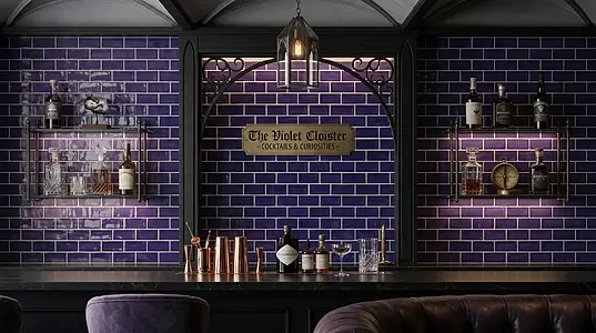 Background tile, Color violet, Ceramics, 7.5x15 cm, Finish glossy