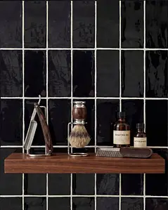 Background tile, Color black, Ceramics, 7.5x15 cm, Finish glossy