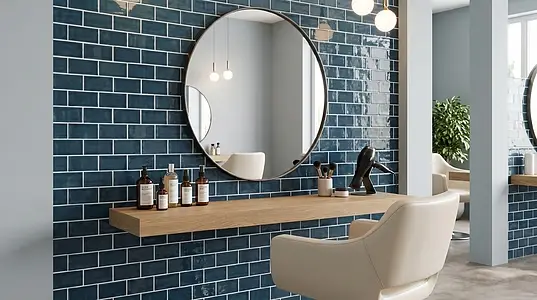 Background tile, Color navy blue, Ceramics, 7.5x15 cm, Finish glossy