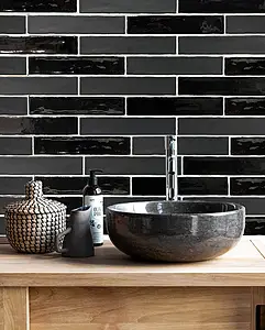 Background tile, Color black, Ceramics, 5x25 cm, Finish matte