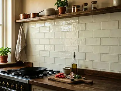 Background tile, Color beige, Ceramics, 7.5x15 cm, Finish glossy