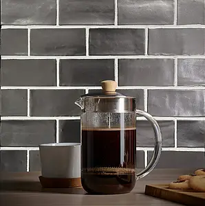 Background tile, Effect gold and precious metals, Color grey, Ceramics, 7.5x15 cm, Finish glossy