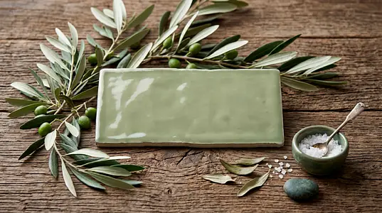 Background tile, Color green, Ceramics, 7.5x15 cm, Finish matte