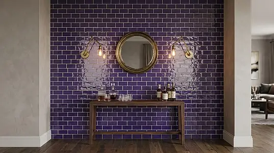 Background tile, Color violet, Ceramics, 7.5x15 cm, Finish glossy