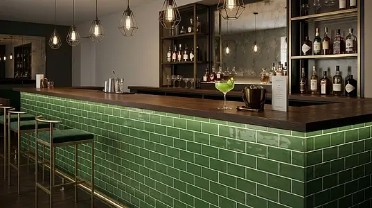Background tile, Color green, Ceramics, 7.5x15 cm, Finish glossy