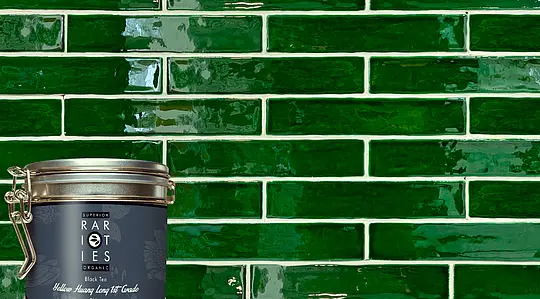 Background tile, Color green, Ceramics, 5x25 cm, Finish glossy