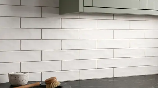 Background tile, Color white, Ceramics, 5x25 cm, Finish matte