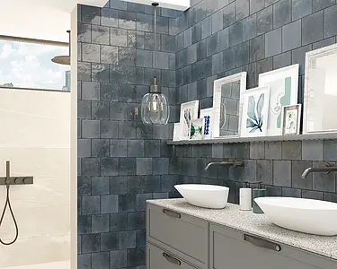 Background tile, Effect unicolor, Color navy blue, Glazed porcelain stoneware, 14.7x14.7 cm, Finish glossy