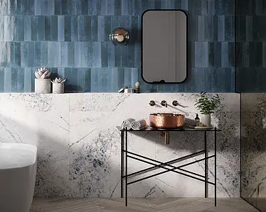 Background tile, Effect unicolor, Color navy blue, Glazed porcelain stoneware, 7x28 cm, Finish glossy