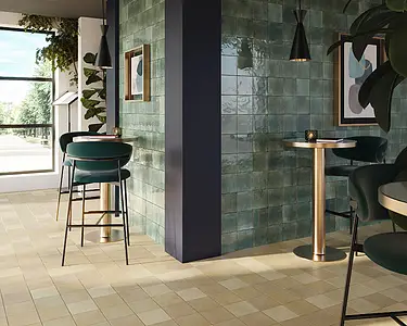 Background tile, Effect unicolor, Color green, Glazed porcelain stoneware, 14.7x14.7 cm, Finish glossy