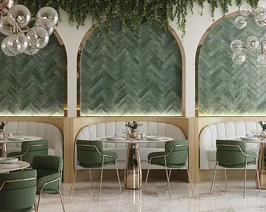 Background tile, Effect unicolor, Color green, Glazed porcelain stoneware, 7x28 cm, Finish glossy