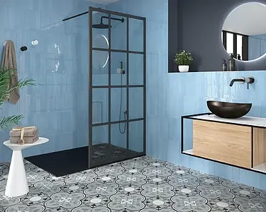 Background tile, Effect unicolor, Color sky blue, Ceramics, 7.5x30 cm, Finish glossy