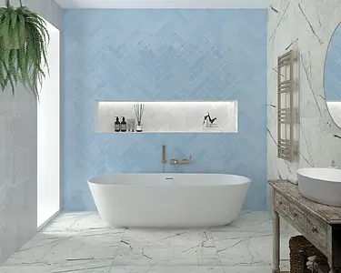 Background tile, Effect unicolor, Color sky blue, Ceramics, 7.5x30 cm, Finish glossy
