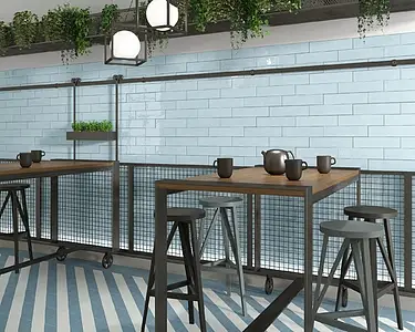 Background tile, Effect unicolor, Color sky blue, Ceramics, 7.5x30 cm, Finish glossy