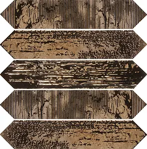 Carrelage, Effet métal, Teinte brune, Céramique, 6.5x33 cm, Surface brillante
