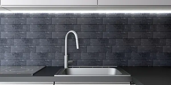Background tile, Color black, Natural stone, 18x35 cm, Finish matte