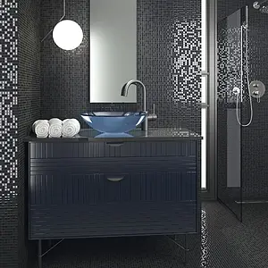 Mosaic tile, Color black, Glass, 31.3x31.3 cm, Finish semi-gloss
