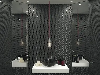 Mosaico, Colore nero, Vetro, 29.7x30.1 cm, Superficie semilucida