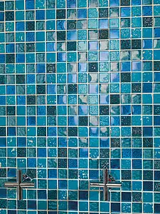 Kleur marineblauwe, Mozaïek, Glas, 30x30 cm, Oppervlak Satijn