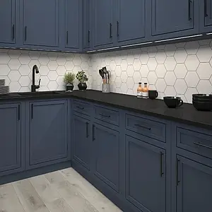 Background tile, Effect unicolor, Color white, Glazed porcelain stoneware, 15x17 cm, Finish antislip