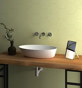 Background tile, Effect unicolor, Color yellow, Glazed porcelain stoneware, 15x17 cm, Finish antislip