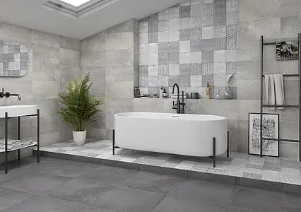 Background tile, Effect concrete, Color grey, Glazed porcelain stoneware, 30x60 cm, Finish matte