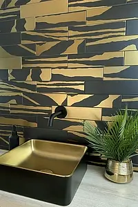 Decorative piece, Effect gold and precious metals, Color yellow,black, Ceramics, 7.5x30 cm, Finish Honed