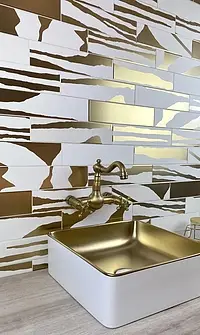 Decorative piece, Effect gold and precious metals, Color yellow,white, Ceramics, 7.5x30 cm, Finish Honed