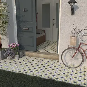 Mosaic effect tiles, Color multicolor, Glazed porcelain stoneware, 20x20 cm, Finish antislip