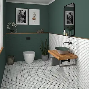 Mosaic effect tiles, Color white, Glazed porcelain stoneware, 20x20 cm, Finish antislip