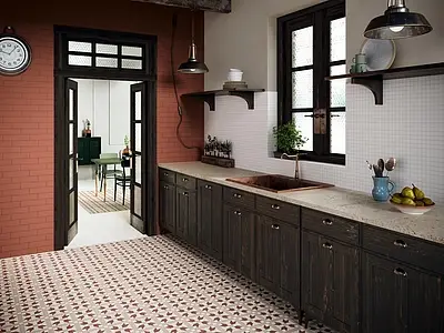 Mosaic effect tiles, Color white, Glazed porcelain stoneware, 20x20 cm, Finish antislip