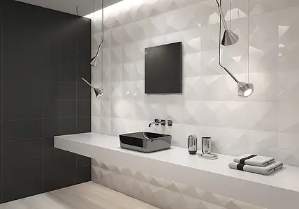 Background tile, Effect unicolor, Color white, Ceramics, 25x25 cm, Finish glossy