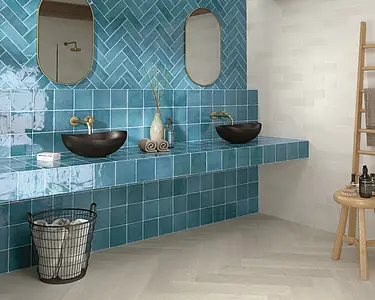 Background tile, Effect unicolor, Color navy blue, Style handmade,zellige, Ceramics, 15x15 cm, Finish glossy